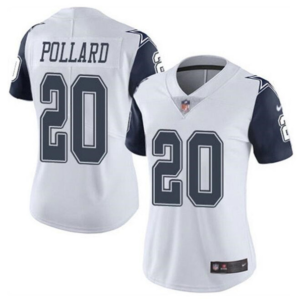 Women's Dallas Cowboys #20 Tony Pollard White Navy Vapor Untouchable Limited Football Stitched Jersey(Run Small)